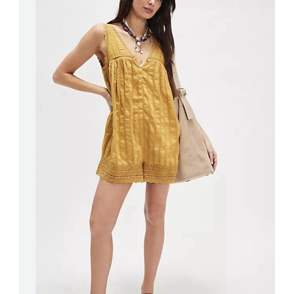 Free People Mustard Yellow Romper